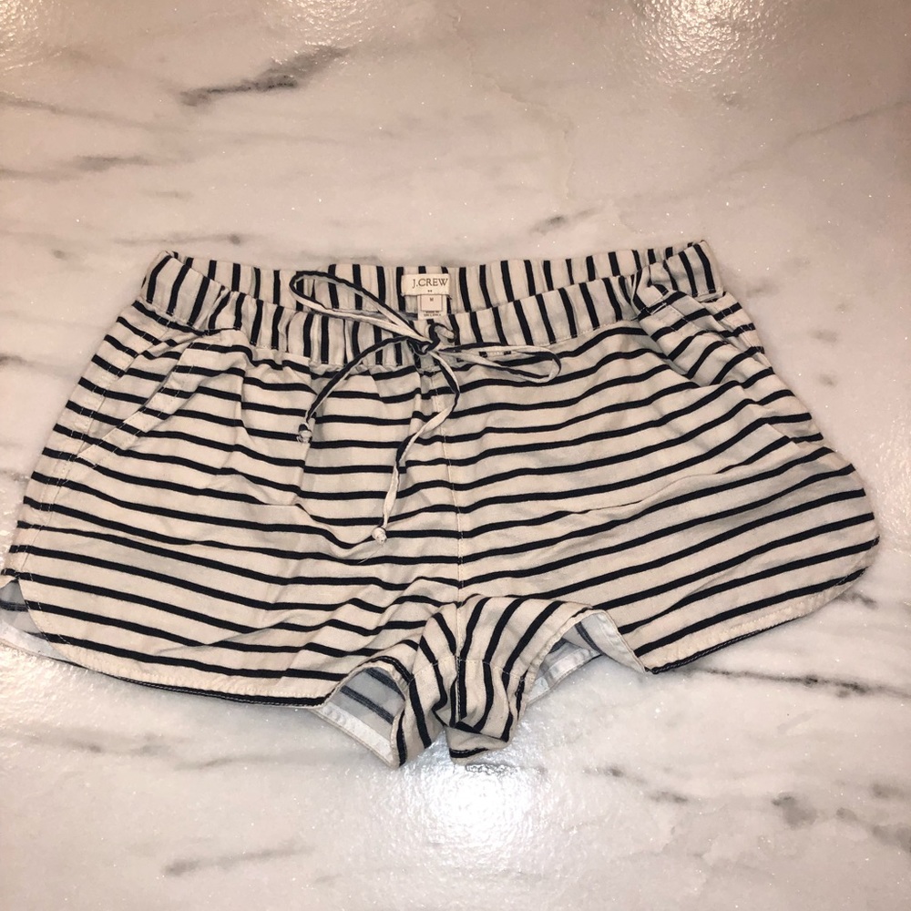 Navy & White stripped J. Crew summer linen shorts